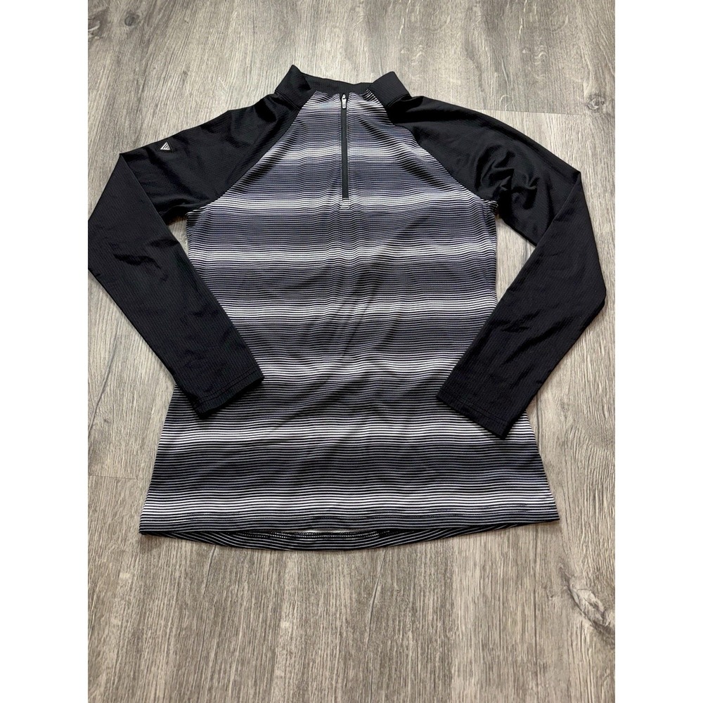 Levelwear‎ Women's 1/4 Zip Pullover Black Striped Long Sleeve NWT Golf Active XS